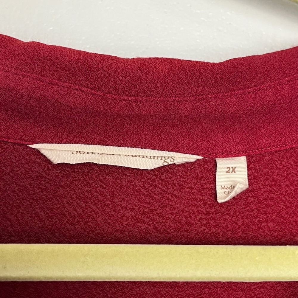 Soft Surroundings Red Sonnet Button Front‎ Ruffled Sleeve Tunic Poet Blouse 2X - Picture 6 of 7